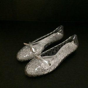 Stuart Weitzman Clear silver crystal jelly flats